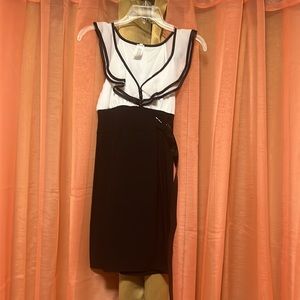 black and white dress with belt